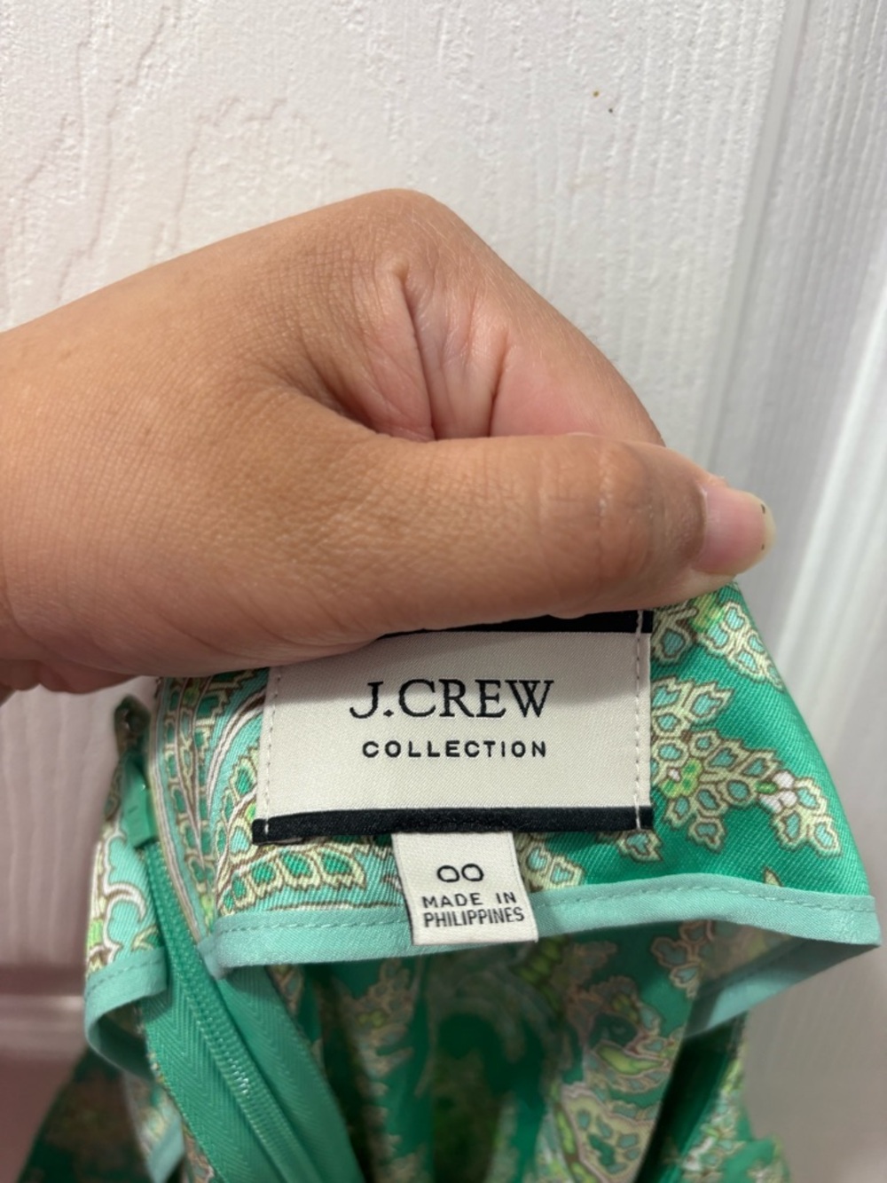 J Crew Collection Skirt Ratti Aqua Mint Green Paisley Sarong Midi AW492 Size 00 - Picture 4 of 4